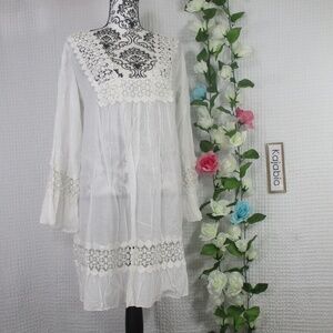 S.R FASHION Crocheted Tunic Top NWT Size XL